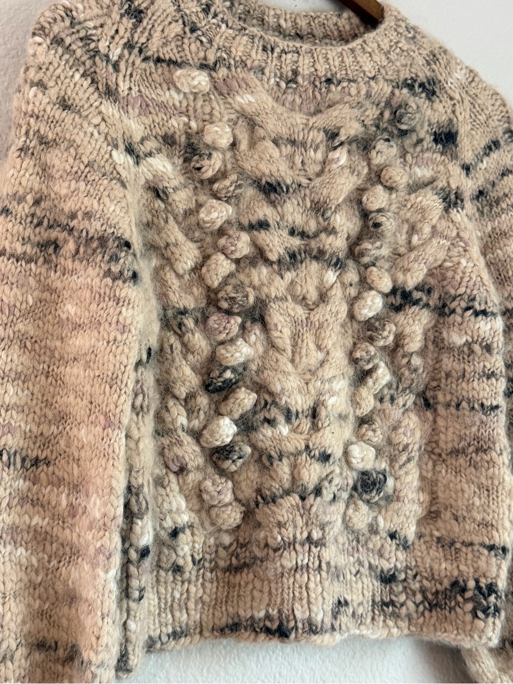 St. Roche Luna 100% Alpaca Handknit Cable Balloon Sleeve Sweater XS - Picture 8 of 8